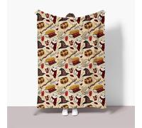 GMDUHK Couverture Douillette Moelleuse pour canapé - 150 x 200 cm - Couverture Polaire Chaude pour l'hiver - Style Chouette Magique - Style Balai Magique - Rouge - pour Chambre à Coucher et