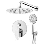 GME Ensemble douche encastrable monocommande avec pommeau de pluie 25 cm | Solution complète pour profiter de la douche effet pluie et poignée à 3 fonctions avec un design encastré qui libère de