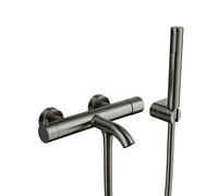 GME Robinet de baignoire et douche avec douche à main et flexible Hélios | Robinet de baignoire et de douche pour remplir la baignoire et vous rincer avec la douche à main, avec flexible et support