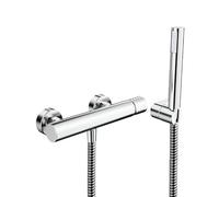 GME Robinet de douche avec douche à main, flexible et support | HELIOS | Robinet de douche avec poignée, flexible et support inclus pour rénover votre salle de bain et diriger l'eau pendant le