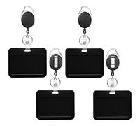 GmeDhc 4 PCS Porte Enrouleur Badge Carte Transparent Rigide Plastique, Couvrant Identité et Banque