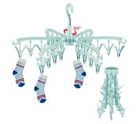 GmeDhc Etendoir Linge Interieur Exterieur, 24 Pinces Sechoir a Linge à Suspendre Pliable, Etendoir Chaussette Rotable, pour Couches en Tissu, Soutiens-Gorge, Serviette, sous-vêtement, Echarpe, Gants