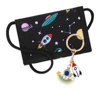 GmeDhc Sac tour de cou pour enfants, porte-monnaie, porte-monnaie avec porte-clés et lanière, pour garçons et filles, vaisseaux spatiaux, 12.5*8CM, dessin animé