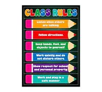 GMEMNOV Poster de règles de salle de classe - Affiches inspirantes de motivation pour salle de classe plastifiées pour l'école primaire et la rentrée scolaire, fournitures pour enseignants