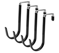 Gments Lot de 4 crochets de porte pour cintres simples de 3,5 cm de large en acier inoxydable avec surface en caoutchouc anti-rayures pour accrocher des vêtements, guirlande de débutants, noir