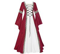 GMGM 2023 Robe Femme Médiévale Renaissance Robes Grandes Tailles Médiévale Rétro Manches Trompette Reine Victorienne Gothique Robe Maxi Carnaval Halloween Fête Femmes Cosplay Carnaval Victorien