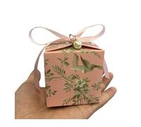 GMGQJST Boite Dragees Bapteme Boîte carrée de mariage, style rétro, avec nœud floral, exquise, for fête d'anniversaire, emballage de bonbons, fournitures de décoration(Color2,50pcs)