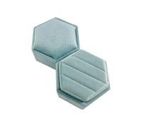 GMGQJST Ecrin Bague Boîte à bagues Double en velours, boîte à bagues hexagonale for cérémonie de mariage avec couvercle amovible(Three rings box)
