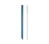 GMGQJST Paille INOX 2pcs Reusable Drinking Straw Stainless Steel Straw 12mm Wide Metal Straws Set Milkshake Bubble Tea Straw(Blue Sharp)