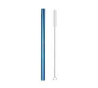 GMGQJST Paille INOX 2pcs Reusable Drinking Straw Stainless Steel Straw 12mm Wide Metal Straws Set Milkshake Bubble Tea Straw(Blue Straight)