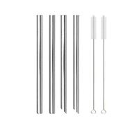 GMGQJST Paille INOX 4Pcs 12mm Reusable Metal Straws with 2 Brush Stainless Steel Straws Set Bar Drinking Bent Straw(Silver)