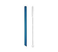 GMGQJST Paille INOX 5pcs 12x215mm Metal Straw 8.5'' Reusable Drinking Straws for Bubble Tea Boba Smoothies Milkshakes(Blue Sharp)