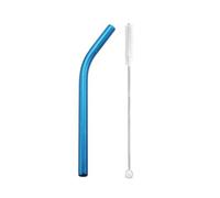 GMGQJST Paille INOX 5pcs 12x215mm Metal Straw 8.5'' Reusable Drinking Straws for Bubble Tea Boba Smoothies Milkshakes(Blue Bent)