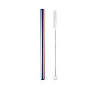 GMGQJST Paille INOX 5pcs 12x215mm Metal Straw 8.5'' Reusable Drinking Straws for Bubble Tea Boba Smoothies Milkshakes(Rainbow Straight)