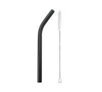 GMGQJST Paille INOX 5pcs 12x215mm Metal Straw 8.5'' Reusable Drinking Straws for Bubble Tea Boba Smoothies Milkshakes(Black Bent)