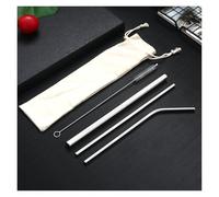 GMGQJST Paille INOX Colorful Reusable Metal Straws Set 304 Stainless Steel Drinking Straws Boba Straws for Milk Bar Cocktail(Silver)