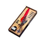 GMGQJST Plume Calligraphie Ensemble de stylos à plumes Calligrap anglais, cadeau Vintage, stylo à encre, stylo à plume en métal, coffret cadeau d'anniversaire, 5 plumes(Red)