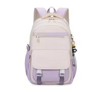 GMGQJST Sac A Dos Scolaire Sac à dos de lycée à la mode, cartable de Style collégial for lycéens, cartable de grande capacité(Light Purple)