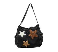 GMGQJST Sac En Jean Sac à bandoulière en denim Star, grande capacité, avec fermeture éclair, bandoulière réglable, plusieurs poches, for femme(Black)