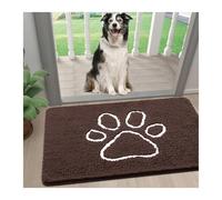 GMGQJST Tapis AntidéRapant Paillasson for Pattes de Chien boueuses, Ultra Absorbant, en Chenille, Motif Empreinte de Patte, antidérapant, séchage Rapide, Lavable(Brown,51x76cm)