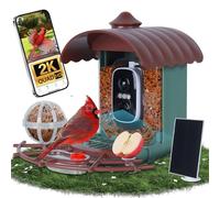 GMGXX 2K HD Mangeoire Oiseaux avec Caméra Solaire, WiFi Mangeoire Oiseaux Extérieure avec Reconnaissance des Oiseaux par IA, Étanche IP65, Batterie 5200 mAh, Wi-FI 2,4 GHz