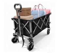 Gmhriving Chariot de Plage Pliable 100kg, Chariot de Transport Tout-Terrain avec Roues Pivotantes 360°,pour Camping, Jardin, Shopping, Pêche et Déménagement