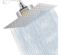 Gmili Tete de Douche Inox - Haute Pression, Pomme de Douche Filtrée Carré 30CM, Universelle Tete de Douche Pluie avec Filtre intégré élimine le Chlore et les Substances Nocives, Chromé