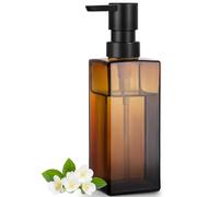 GMISUN Distributeur de savon liquide en verre marron - 350 ml - Distributeur de savon moderne - Pour salle de bain - Avec pompe en plastique - Distributeur de savon