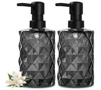 Gmisun Lot de 2 distributeurs de savon en verre - 330 ml - Noir - Distributeur moderne à pompe en verre pour salle de bain