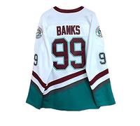 Gmjay Adam Banks Maillot de Hockey sur Glace Mighty Ducks # 99 Maillot de Hockey Jersey de Lettres Cousues Blanches Chiffres S-XXXL,M