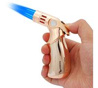 Gmjay Flamme Réglable de Briquet de Butane de Cuisine de Chalumeau avec Le Coupe-Vent en Métal Approprié Au Barbecue/a La Crème/Au Four/Extérieur,Gold