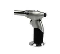 Gmjay Soufflez La Flamme Réglable de Cuisine de Butane de Briquet de Butane avec La Serrure de Sécurité Appropriée Au BBQ/Creme/Brûlée/a La Cuisson/Au Charbon,Silver