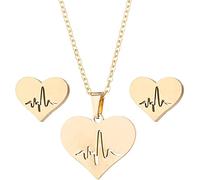 GMJGCIRVC 1 ensemble de collier en argent en forme de cœur, chaîne de clavicule en acier inoxydable, bijoux en argent/or, collier et clous d'oreilles pour femmes et professionnels de la mode