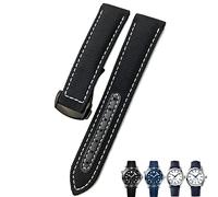 GMJGCIRVC 19mm 20mm Woven Nylon Watch Strap Black Blue Deployment Buckle Leather Watch Bands For Omega AT150 AQUA TERRA