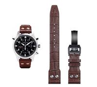 GMJGCIRVC 21mm 22mm Italy Cowhide Soft Leather Watchband For IWC Pilot Mark 18 Soft Brown Watch Strap Folding Clasp