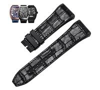 GMJGCIRVC 28mm Nylon Genuine Leather Silicone Watch Band Black Blue Folding Buckle Watch Strap for Franck Muller V45 Series Watchbands (Color : 25-12mm, Size : 28mm)