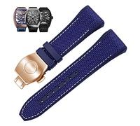 GMJGCIRVC 28mm Nylon Genuine Leather Silicone Watch Band Black Blue Folding Buckle Watch Strap for Franck Muller V45 Series Watchbands (Color : 25-12mm, Size : 28mm)