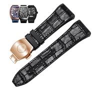 GMJGCIRVC 28mm Nylon Genuine Leather Silicone Watch Band Black Blue Folding Buckle Watch Strap for Franck Muller V45 Series Watchbands (Color : 25-12mm, Size : 28mm)