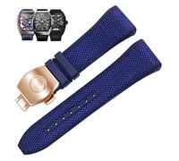 GMJGCIRVC 28mm Nylon Genuine Leather Silicone Watch Band Black Blue Folding Buckle Watch Strap for Franck Muller V45 Series Watchbands (Color : 25-12mm, Size : 28mm)