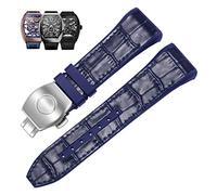GMJGCIRVC 28mm Nylon Genuine Leather Silicone Watch Band Black Blue Folding Buckle Watch Strap for Franck Muller V45 Series Watchbands (Color : 25-12mm, Size : 28mm)