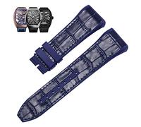 GMJGCIRVC 28mm Nylon Genuine Leather Silicone Watch Band Black Blue Folding Buckle Watch Strap for Franck Muller V45 Series Watchbands (Color : 25-12mm, Size : 28mm)