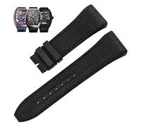 GMJGCIRVC 28mm Nylon Genuine Leather Silicone Watch Band Black Blue Folding Buckle Watch Strap for Franck Muller V45 Series Watchbands (Color : 25-12mm, Size : 28mm)