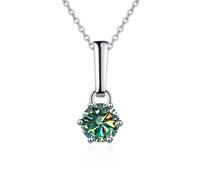 GMJGCIRVC Accessoires 1 à 2 D Couleur Ronde Coupe Moissanite Pendentif Colliers pour Femmes Six Griffe Collier pour Femme - Saint Valentin Anniversaire