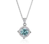 GMJGCIRVC Accessoires 1 D Couleur Bleu Rose Vert Moissanite Pendentif Colliers pour Femmes Collier de Diamants pour Femmes - Anniversaire de la Saint-Valentin