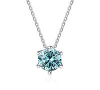 GMJGCIRVC Accessoires Collier Moissanite 1 à 2 ct pour Femme, Colliers Diamant Couleur D Rose/Bleu/Vert, Bijoux pour Anniversaire Saint Valentin