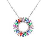 GMJGCIRVC Belle multicolore cubic zirconia Crystal Flower Collier Cercle Cercle de collier de pendentif pour femmes