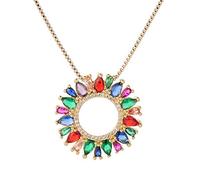 GMJGCIRVC Belle multicolore cubic zirconia Crystal Flower Collier Cercle Cercle de collier de pendentif pour femmes