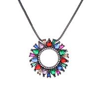 GMJGCIRVC Belle multicolore cubic zirconia Crystal Flower Collier Cercle Cercle de collier de pendentif pour femmes