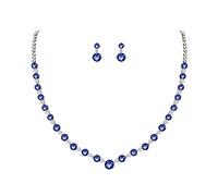 GMJGCIRVC Bijoux de mariage pour femmes, ensemble de boucles d'oreilles et collier de mariée en CZ, magnifique coupe ronde