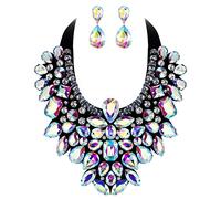 GMJGCIRVC Bijoux fantaisie pour femmes, ensemble de boucles d'oreilles et collier épais en cristal strass